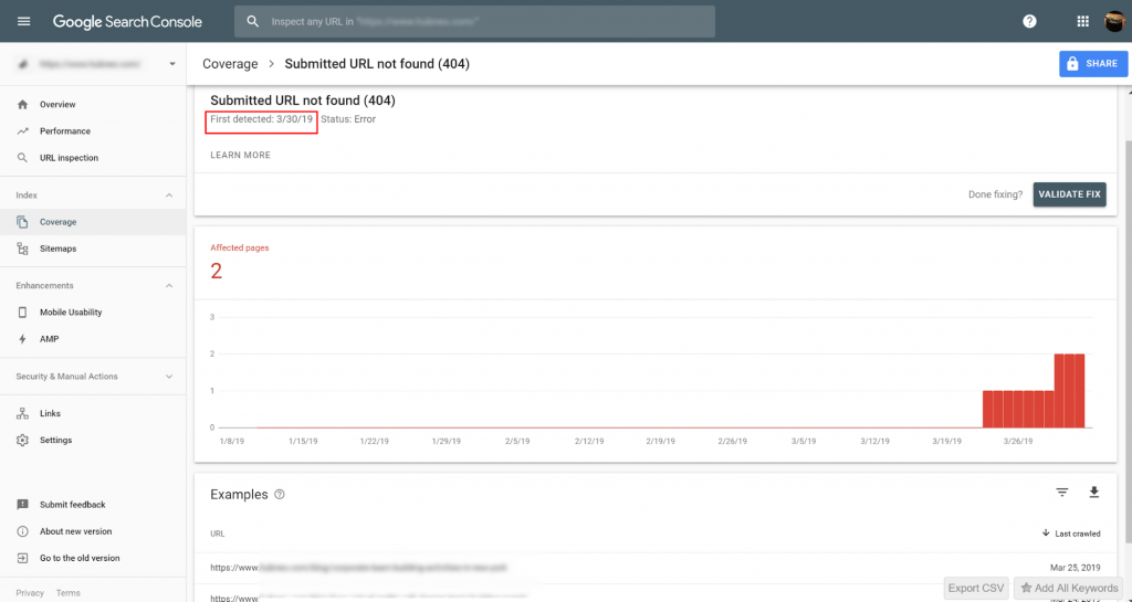 cara menemukan kesalahan 404 di Google Search Console